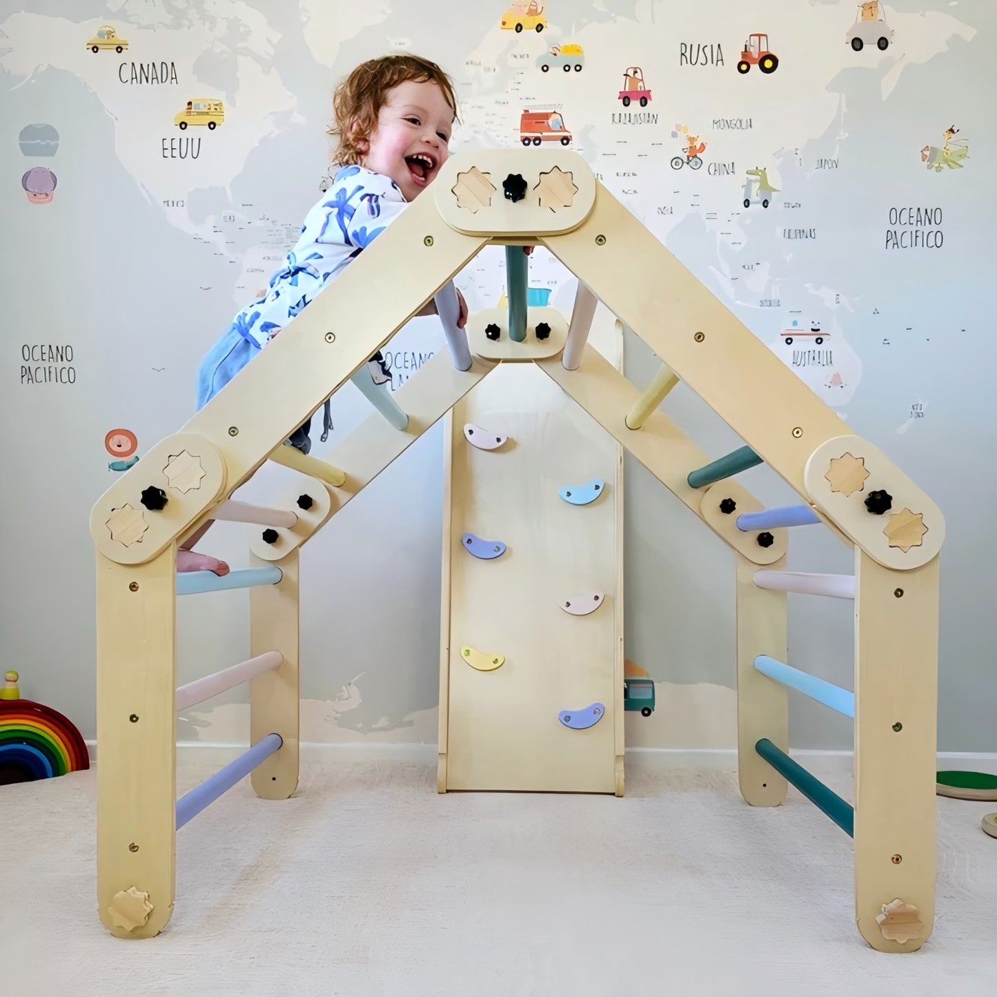Convertible Pikler Triangle with Ramp(Climbing & Slide)/Montessori Convertible Triangle -The Ultimate Climbing Adventure for Kids