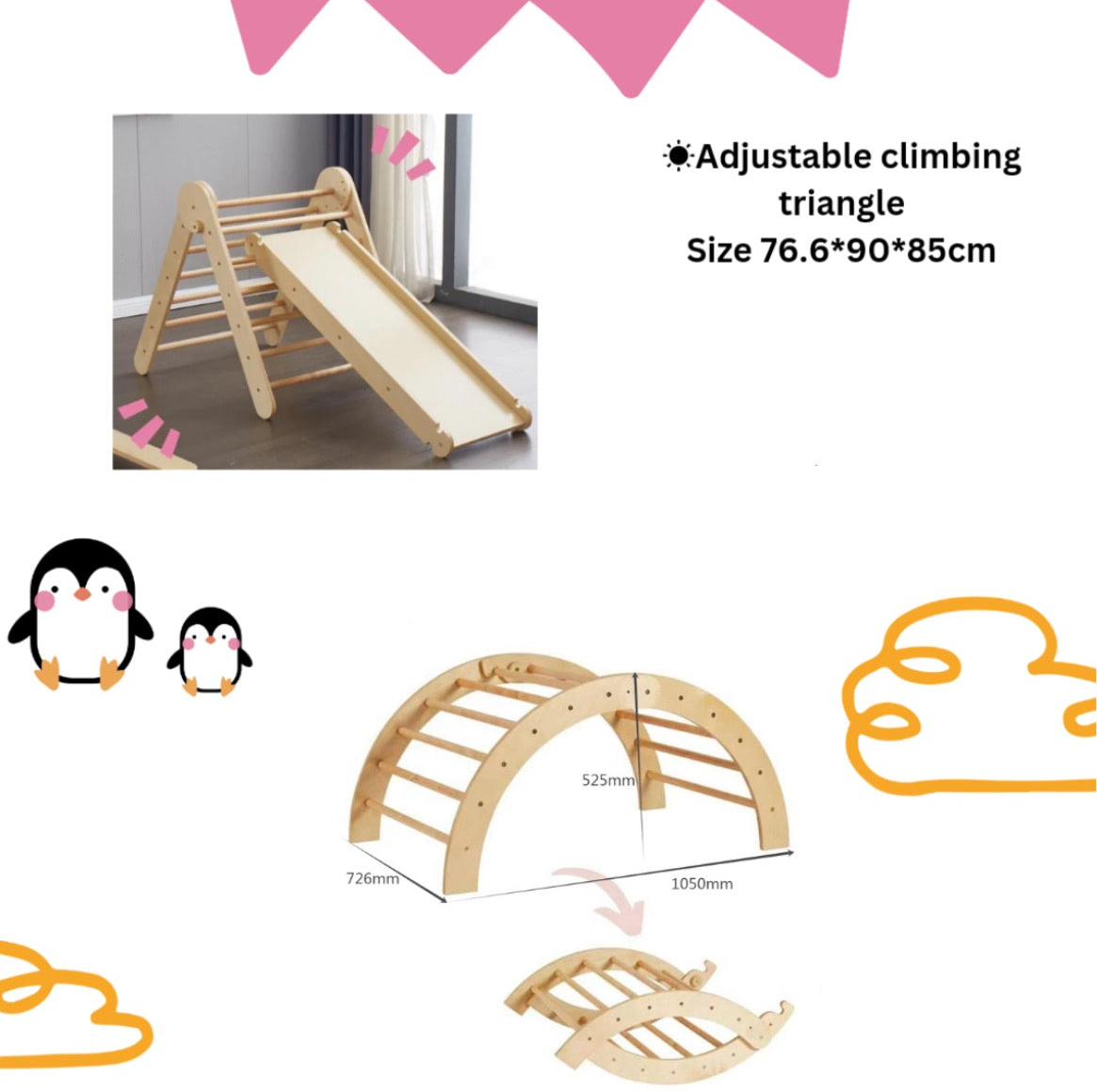 Big Pikler with Ramp ,Climbing arch set with The adventure Playmat✨