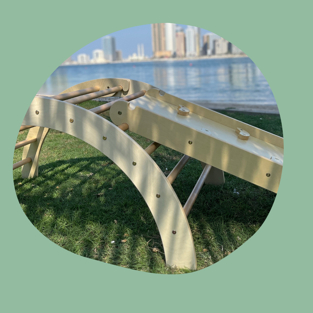 Natural Large Climbing Rocker with Ramp set 4