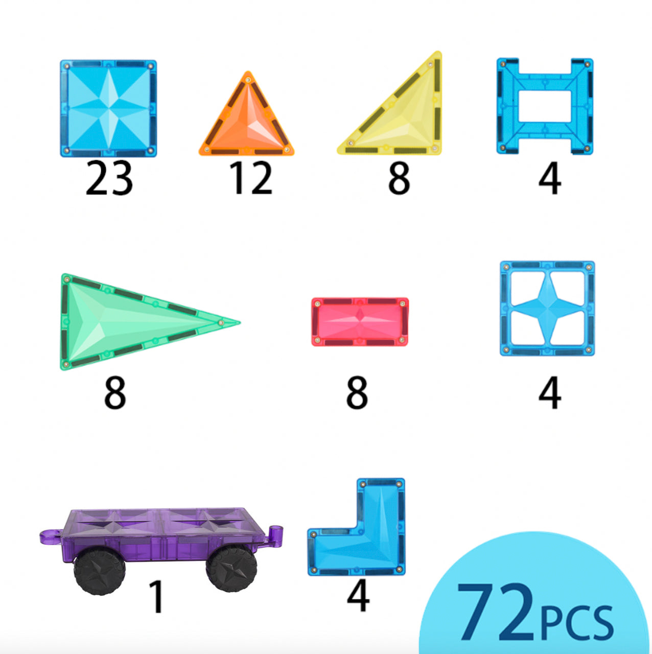 STEM Magnetic Tiles 72PSC