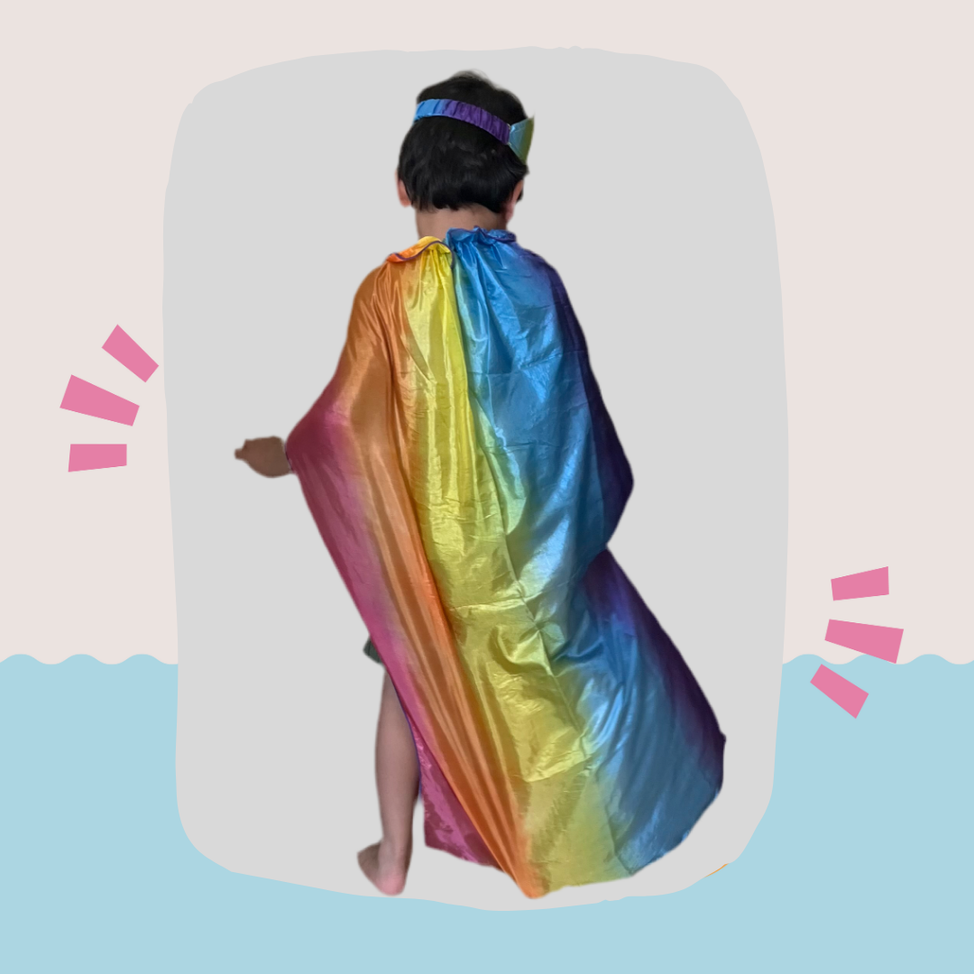 Rainbow Silk Cape with Crown