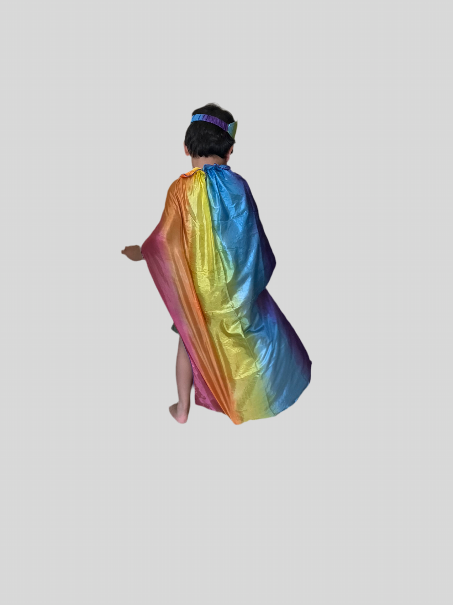 Rainbow Silk Cape with Crown